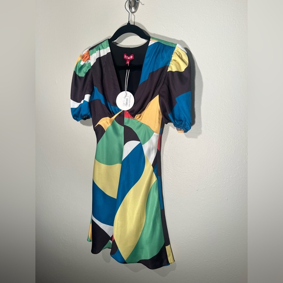 $265 MRSP | STAUD - Mini Milla Dress | Marble Wave | NWT | 00 - Picture 11 of 16